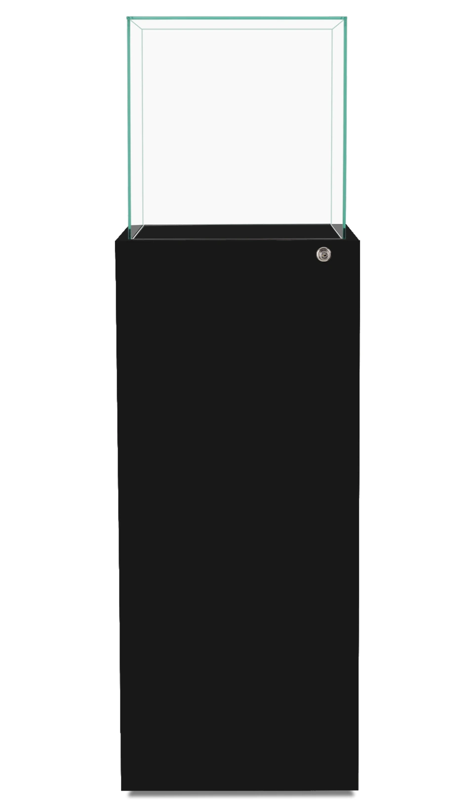 PD565 17.25 x 17.25 black frameless pedestal display case, front view